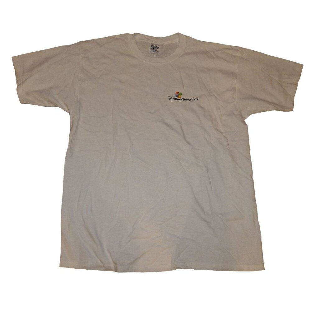 Vintage Microsoft Windows Server 2003 Short Sleeve T-shirt Tee White Size XL